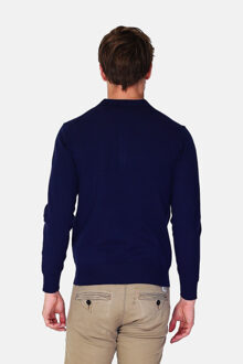 Longsleeve polo night Blauw