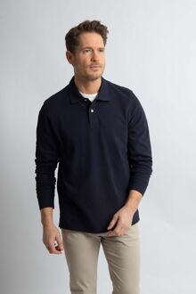 Longsleeve Polo Piqué Classic Navy Donkerblauw - 3XL,XXL