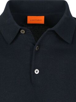 Longsleeve Poloshirt Flat Knit Navy Donkerblauw - 3XL,L