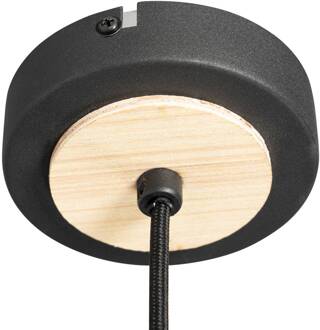 Lonnaris hanglamp, rotan, zwart, 1-lamps zwart, rotan natuur