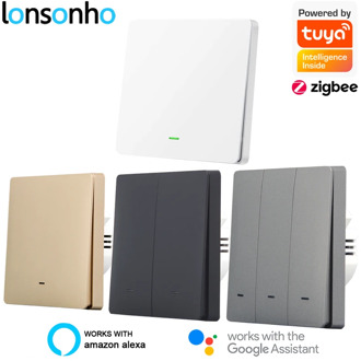 Lonsonho Tuya ZigBee Smart Switch EU 220V With/No Neutral Wireless Wall Button Light Switch Support Zigbee2mqtt Home Assistant
