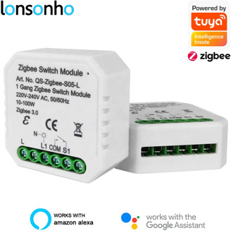 Lonsonho Tuya Zigbee Smart Switch Module No /With Neutral EU 220V 2 Way Wireless Light Switch Relay Zibee2MQTT Home Assistant