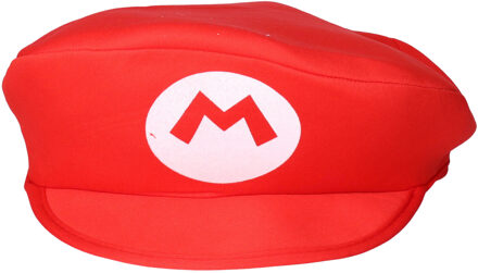 Loodgieter Mario - verkleed pet - voor volwassenen - rood - gamer verkleed accessoires - one size