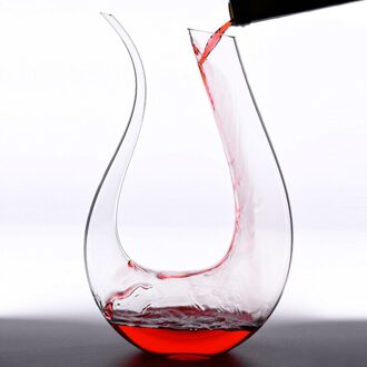 Loodvrij Kristal Glas Rode Wijn Decanter Handleiding Geblazen Creatieve Wijn Decanter Verscheidenheid Van Opties Ijsberg Decanter 1500Ml U-vormig decanter