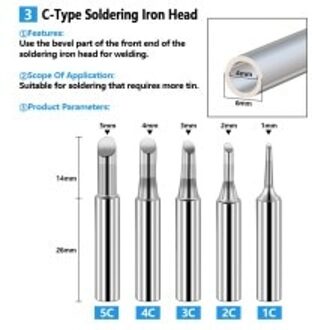 Loodvrije Soldeer Iron Tip Soldeerbout Tip Soldeerstation 17Pcs 4.1Mm/0.16Inch 900M-T