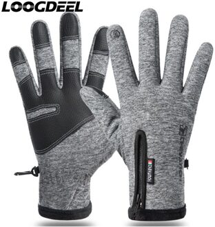 Loogdeel Thermische Ski Handschoenen Mannen Vrouwen Winter Comfortabel Waterdicht Winddicht Snowboard Handschoenen Touch Screen Sneeuw Warme Wanten grijs / Xl