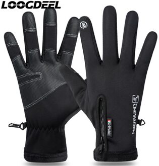 Loogdeel Thermische Ski Handschoenen Mannen Vrouwen Winter Comfortabel Waterdicht Winddicht Snowboard Handschoenen Touch Screen Sneeuw Warme Wanten zwart / Xxl