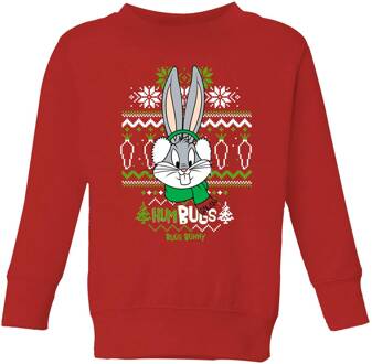 Looney Tunes Bugs Bunny Knit Kids' Christmas Jumper - Red - 122/128 (7-8 jaar) Rood - M