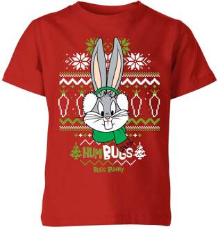 Looney Tunes Bugs Bunny Knit Kids' Christmas T-Shirt - Red - 110/116 (5-6 jaar) Rood - S
