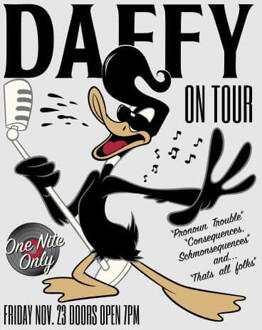 Looney Tunes Daffy Concert Dames T-shirt - Grijs - 3XL - Grijs
