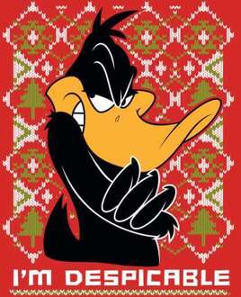 Looney Tunes Daffy Duck Knit Christmas Jumper - Red - L Rood