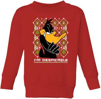 Looney Tunes Daffy Duck Knit Kids' Christmas Jumper - Red - 122/128 (7-8 jaar) Rood - M