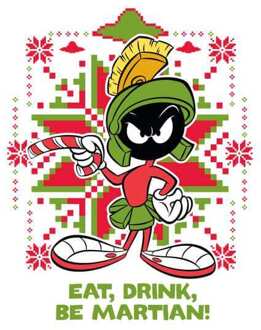Looney Tunes Eat Drink Be Martian Men's Christmas T-Shirt - White - S Wit
