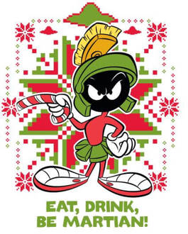 Looney Tunes Eat Drink Be Martian Women's Christmas T-Shirt - White - XL Wit