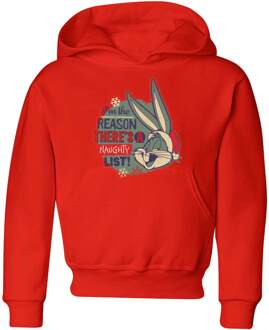 Looney Tunes I'm The Reason There Is A Naughty List Kids' Christmas Hoodie - Red - 122/128 (7-8 jaar) - Rood - M