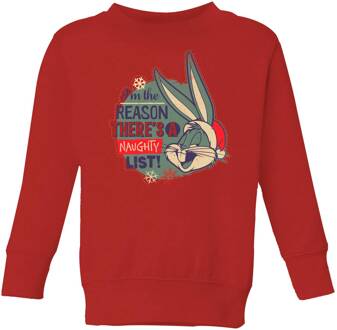Looney Tunes I'm The Reason There Is A Naughty List Kids' Christmas Jumper - Red - 122/128 (7-8 jaar) Rood - M