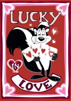 Looney Tunes Lucky In Love Pepe Le Pew Men's T-Shirt - Red - S Rood