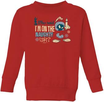 Looney Tunes Martian Who Said Im On The Naughty List Kids' Christmas Jumper - Red - 122/128 (7-8 jaar) Rood