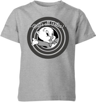 Looney Tunes Porky Pig Circle Logo Kinder T-shirt - Grijs - 110/116 (5-6 jaar) - Grijs - S