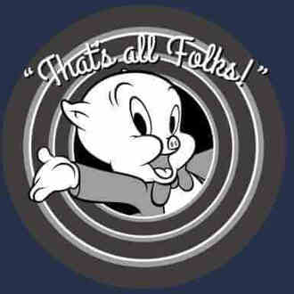 Looney Tunes Porky Pig Circle Logo T-shirt - Navy - L Blauw