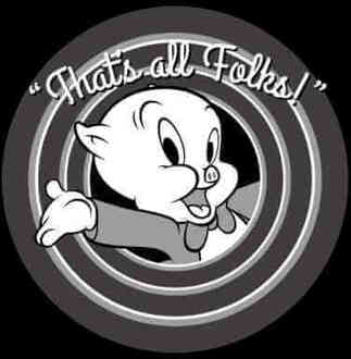 Looney Tunes Porky Pig Circle Logo T-shirt - Zwart - 4XL