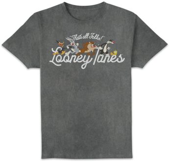 Looney Tunes Retro Lineup Unisex T-Shirt - Black Acid Wash - M