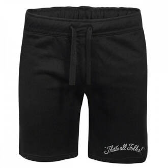 Looney Tunes That's All Folks Embroidered Unisex Jogger Shorts - Black - L