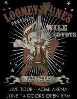 Looney Tunes Wile E Coyote Concert T-shirt - Zwart - 3XL