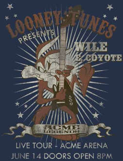 Looney Tunes Wile E Coyote Guitar Arena Tour Hoodie - Navy - XL