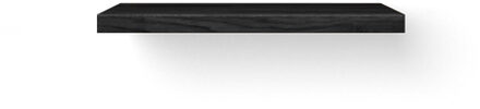 Looox Wood collection Solo wastafelblad - 100x46cm - Met ophanging RVS geborsteld - Massief eiken Black WBSOLOXBL100RVS