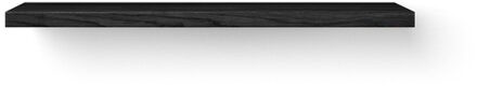 Looox Wood collection Solo wastafelblad - 160x46cm - Met ophanging RVS geborsteld - Massief eiken Black WBSOLOXBL160RVS