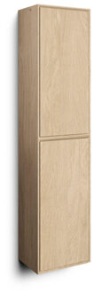 Looox Wood collection Wood hoge kast 2 dr push open -softclose 170x40x30cm eiken - old grey wwcf170-2 Eiken (Bruin)