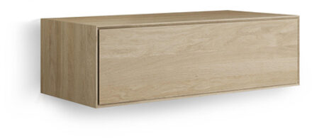 Looox Wood collection Wood wastafelonderbouwkast m. 1 lade 100x30x46cm eiken - old grey WF1000 Eiken (Bruin)