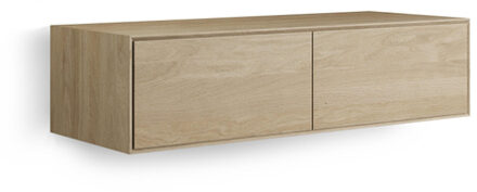 Looox Wood collection Wood wastafelonderbouwkast m. 2 laden 120x30x46cm eiken - old grey WF1200-2 Eiken (Bruin)