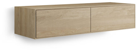 Looox Wood collection Wood wastafelonderbouwkast m. 2 laden 140x30x46cm eiken - old grey WF1400-2 Eiken (Bruin)