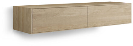 Looox Wood collection Wood wastafelonderbouwkast m. 2 laden 160x30x46cm eiken - old grey WF1600-2 Eiken (Bruin)