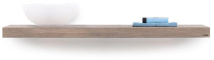 Looox Wooden Base eiken wastafelblad solo m. ophanging geborsteld RVS 140cm eiken old grey wbsolox140rvs Massief hout