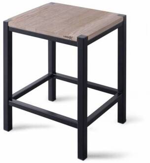 Looox Wooden Collection douche stool met frame mat zwart/eiken-mat