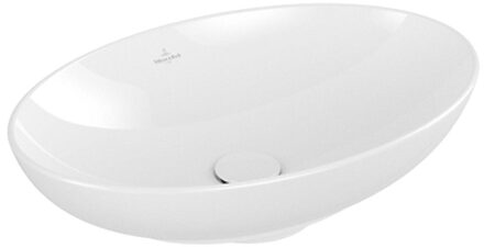 Loop & friends opzetwastafel 56x38cm met overloop Ceramic+ wit 4A4700R1 Wit Alpin glans