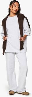 Loopback Korte Mouw Sweatshirt En Rechte Pijp Jogger Set, Ash Grey - XS