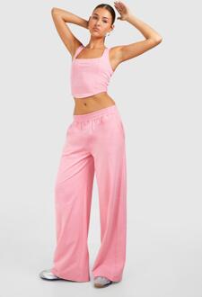 Loopback Lace Up Corset And Straight Leg Jogger Set, Baby Pink - M