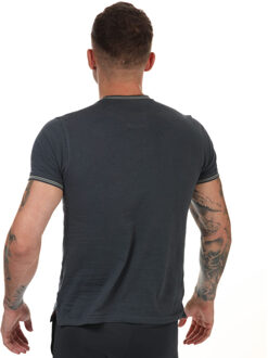 Looper heren-T-shirt met contrasterende geribbelde hals in grijs - maat