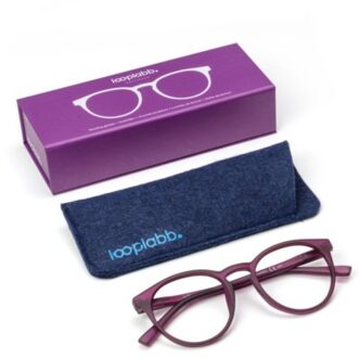 Looplabb leesbril sterkte +1,00 model papillon donker paars