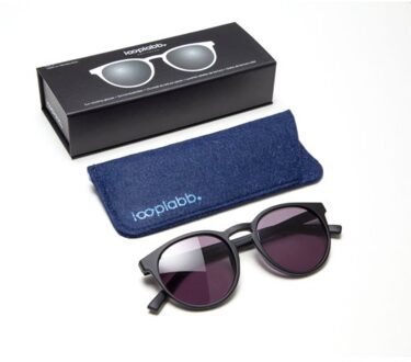 Looplabb zonnebril op sterkte, sterkte +1,00, model papillon, kleur zwart