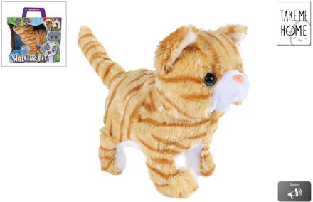 looppoes miauwend 21cm bruin