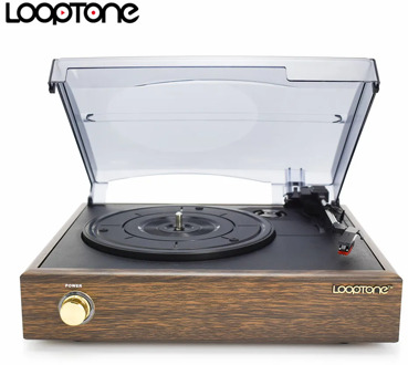 LoopTone 3-Speed Classic Phonograph Gramophone Belt-Driven Turntable Vinyl LP Record Player W/ 2 Built-in Stereo Speakers