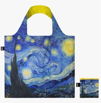 LOQI opvouwbare tas museum collecie - the starry night neon geel gerecycled