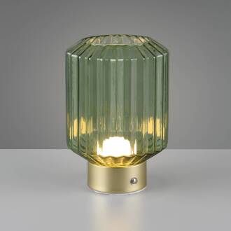Lord LED tafellamp, messing/groen, hoogte 19,5 cm, glas mat messing, groen