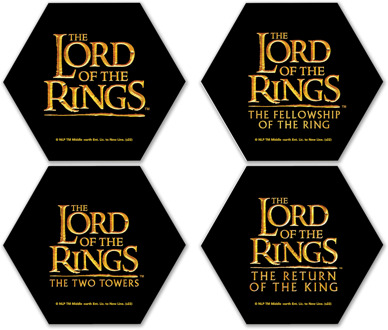 Lord Of The Rings LOTR Logos Hexagonal Coaster Set
