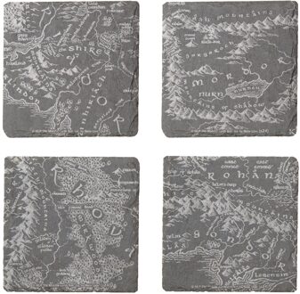 Lord Of The Rings Middle Earth Map Engraved Slate Coaster Set